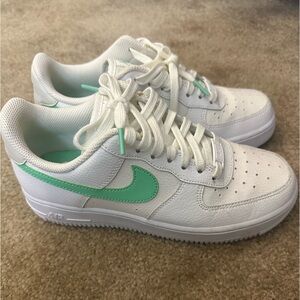 Nike air forces with mint green check